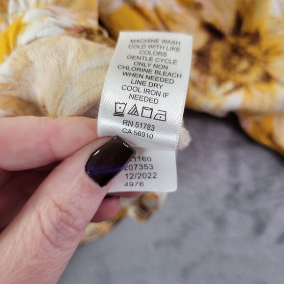 Maurices Womens 2X Yellow Floral Peasant‎ Top Lace Sleeve Boho Cottagecore Vibe - Picture 8 of 10